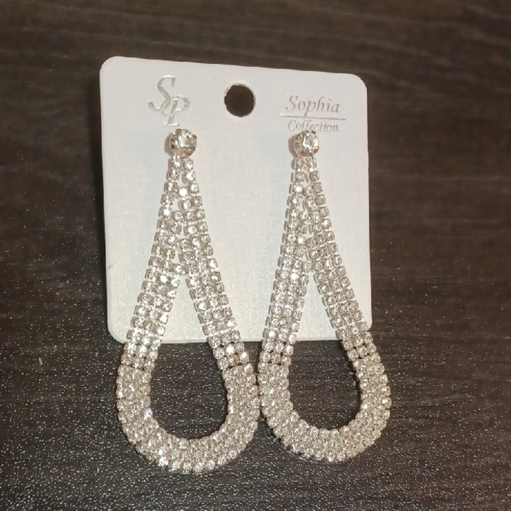 Elegant Sparkling Silver Loop Earrings